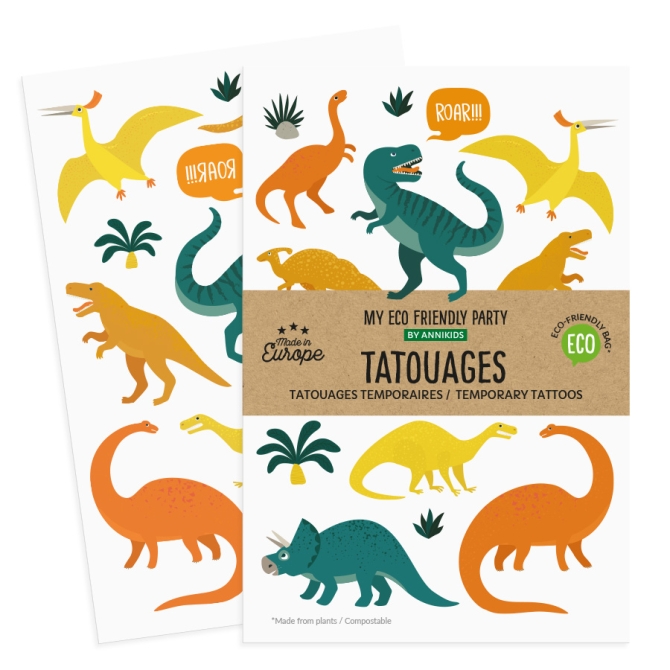 Tatouages Dinosaures - Ecoresponsable 