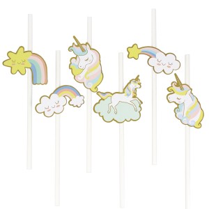 6 Pailles en papier Licorne - Recyclable