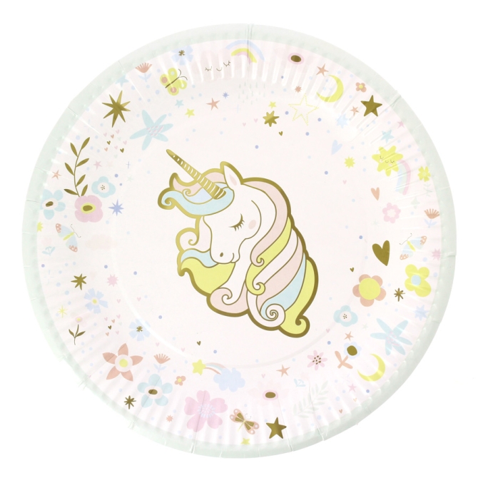 6 Assiettes Licorne - Recyclable 