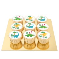 9 Cupcakes Dino Colors - Chocolat