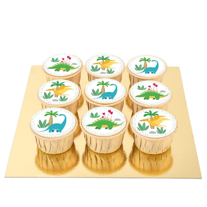 9 Cupcakes Dino Colors 