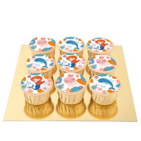 9 Cupcakes Sirne Corail - Ppites de Chocolat