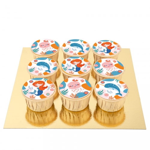 9 Cupcakes Sirène Corail 