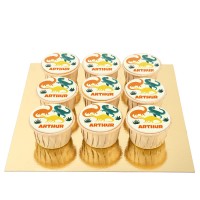 9 Cupcakes Dinosaures personnalisables - Vanill