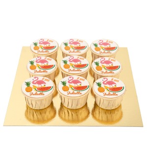 9 Cupcakes Tropical Flamingo personnalisables