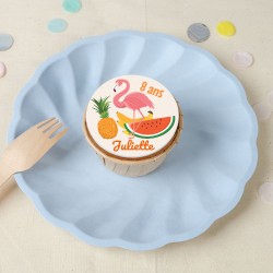 9 Cupcakes Tropical Flamingo personnalisables. n2