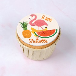 9 Cupcakes Tropical Flamingo personnalisables. n3
