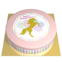 Gteau Licorne Or -  26 cm Chocolat