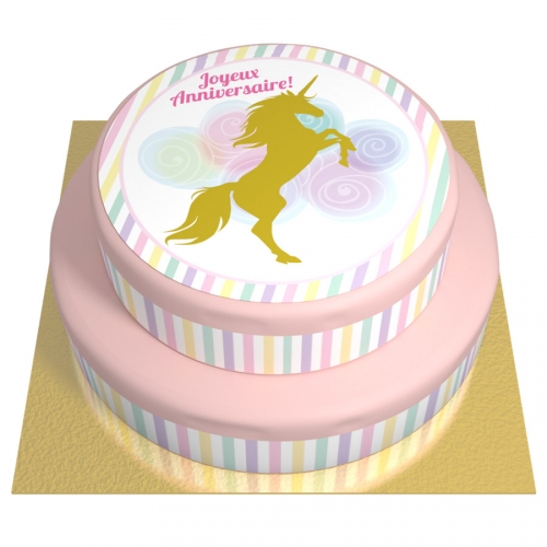 Gateau Licorne Or 2 Etages Pour L Anniversaire De Votre Enfant Annikids