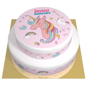 Kit de décoration de gâteau licorne 21 pièces ballons arc-en-ciel nuage  joyeux anniversaire bannière décoration de gâteau anniversaire 