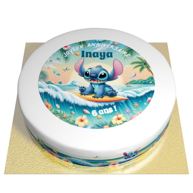 Gâteau Stitch Hawaï personnalisable - Ø 26 cm 