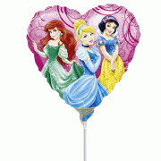 Ballon sur tige 3 Princesses Coeur