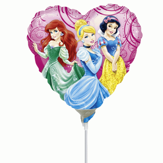 Ballon sur tige 3 Princesses Coeur 