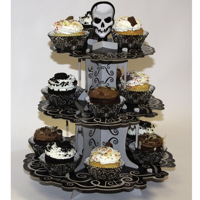 Prsentoir  Cupcakes Tte de Mort Baroque 