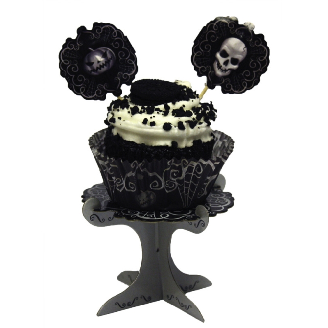 4 Supports  Cupcakes Tte de Mort Baroque 