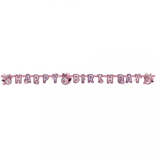 Guirlande lettres  Happy Birthday Pink Bird 