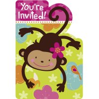 8 Invitations Monkey Love