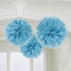 3 Boules Papier fleurs Bleu Turquoise