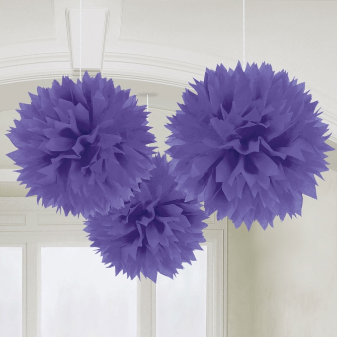 3 Boules Papier fleurs Violet 