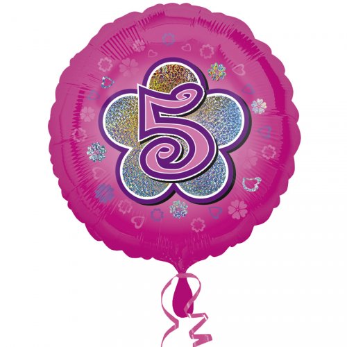 Ballon Gonflé à l Hélium Pink Flowers 5 ans 