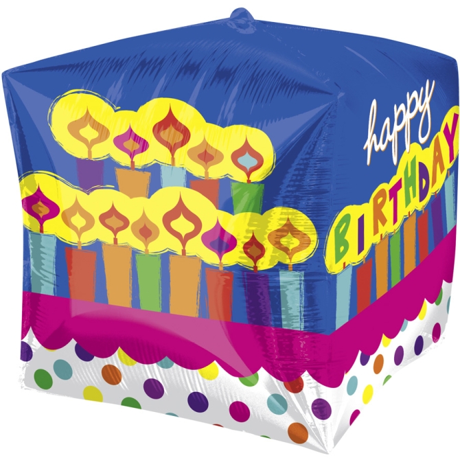 Ballon Mylar Cube Happy Birthday Bougies 