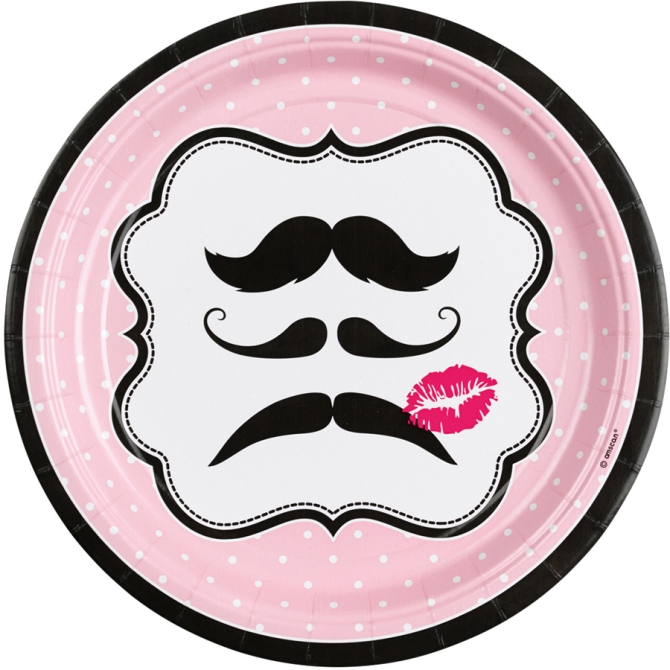 8 Assiettes Moustache Kiss 