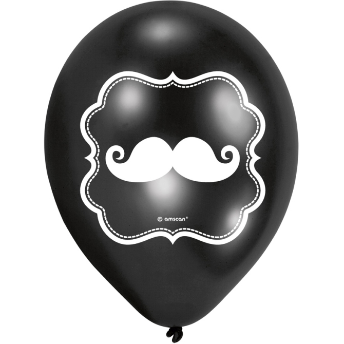 6 Ballons Moustache Kiss 