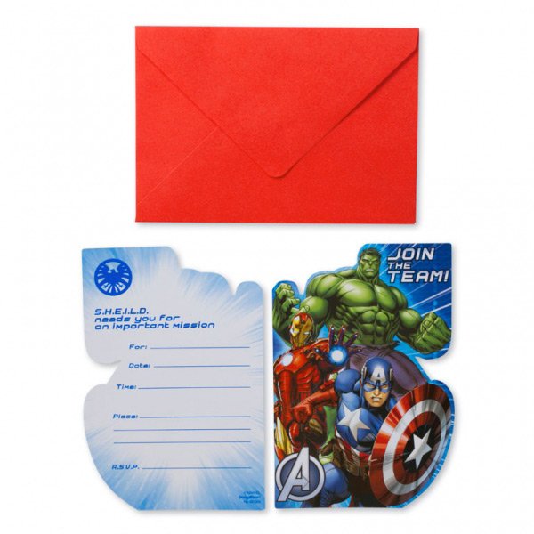 8 Invitations Avengers Rassemblement 2 