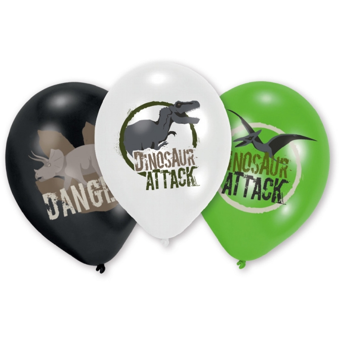 6 Ballons Dinosaures Attack (28 cm) 