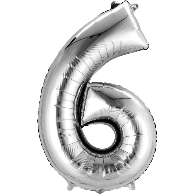 Ballon Gant Chiffre 6 Argent (86 cm) 