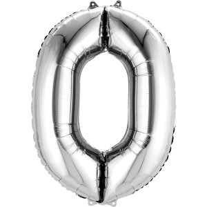 Ballon Gant Chiffre 0 Argent (88 cm)