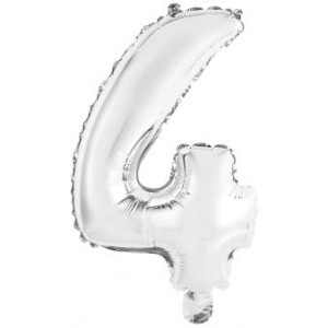 Ballon Chiffre 4 Argent (45 cm)