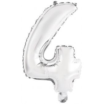 Ballon Chiffre 4 Argent (45 cm) 