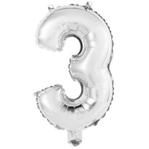 Ballon Chiffre 3 Argent (45 cm)