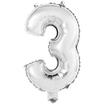 Ballon Chiffre 3 Argent (45 cm) 