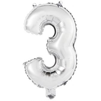 Ballon Chiffre 3 Argent (45 cm) pour l'anniversaire de votre enfant -  Annikids