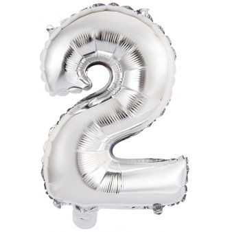 Ballon Chiffre 2 Argent (35 cm) 