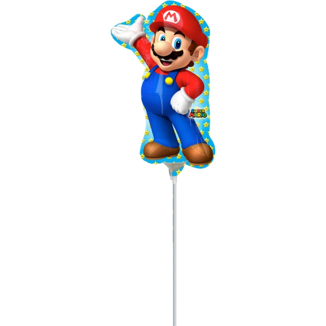 Ballon sur Tige Silhouette Mario (27 cm) 