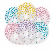 6 Ballons Impression Confettis Multicolores