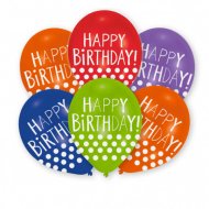 6 Ballons Happy Birthday Pois