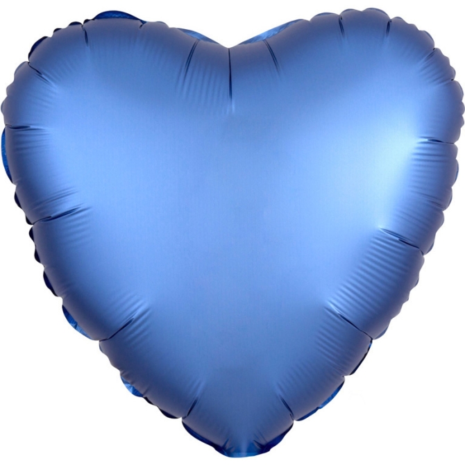 Ballon Coeur Satin Bleu Azur (43 cm) 