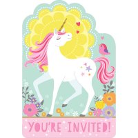 8 Invitations Licorne Magique