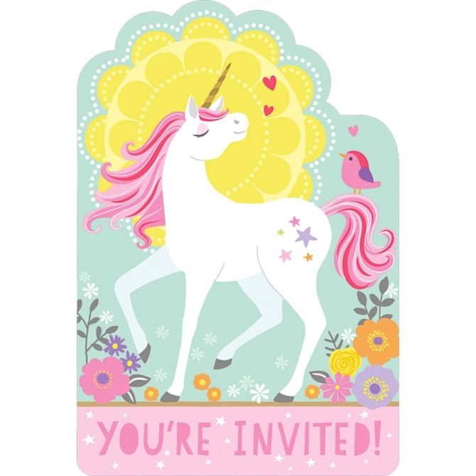 8 Invitations Licorne Magique 