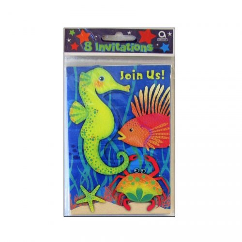 8 Invitations Marine Party 