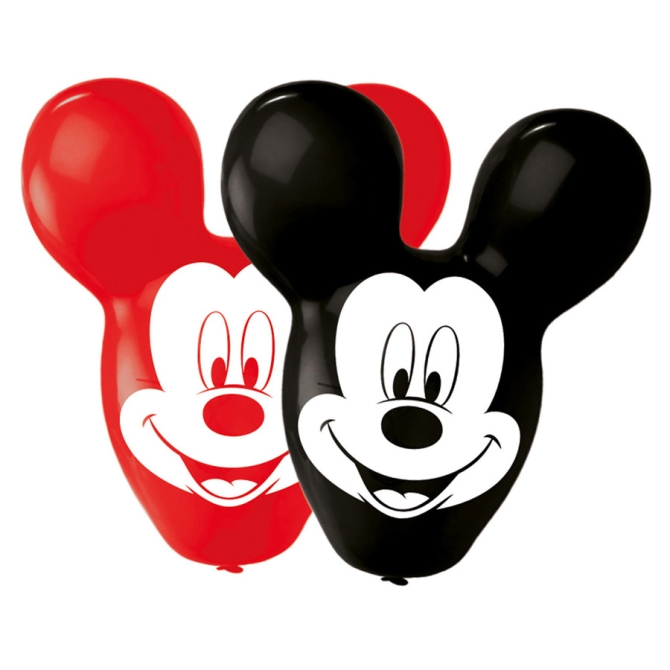 4 Maxi Ballons Mickey  Oreilles Rouge / Noir (56 cm) 