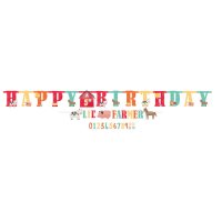 Double Guirlande Happy Birthday Ferme en Folie - Age Personnalisable