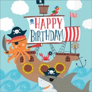 16 Serviettes Pirate Birthday