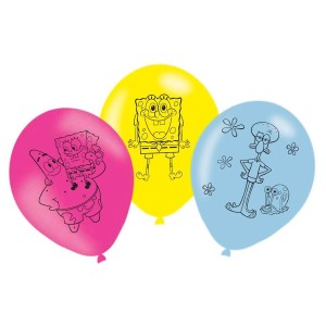 6 Ballons Bob l'Eponge