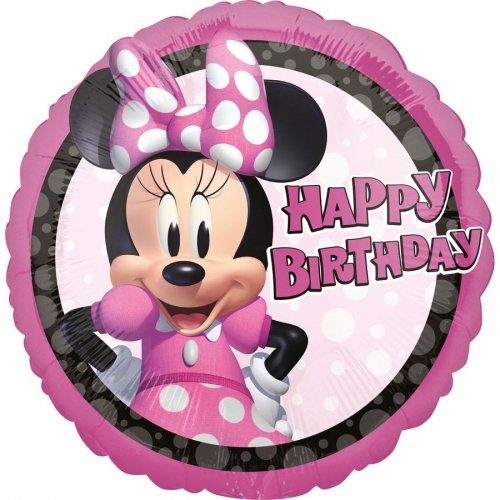 Ballon  Plat Minnie Happy Birthday 