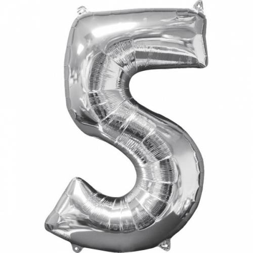 Ballon Gant Chiffre 5 Argent (66 cm) 